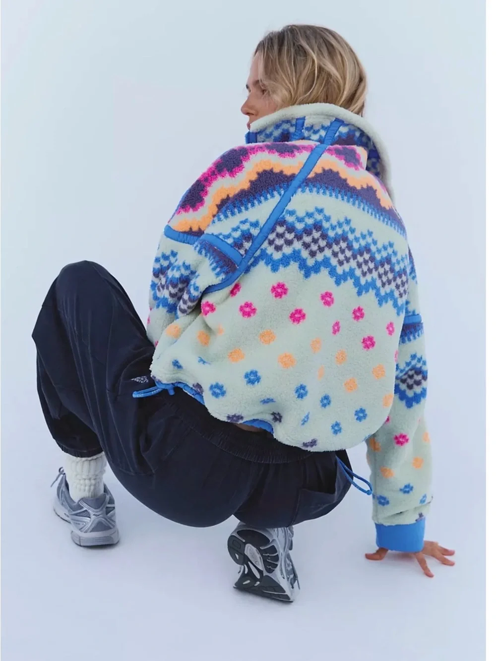 Free People Mountain High Printed 1/2 Zip Fleece Pullover
